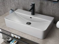 Накладная раковина GID Geometrico Gm1344 61 матовая серая, прямоугольная, фаянс, с 1 отверстием под смеситель