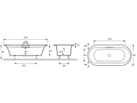 Чугунная ванна Jacob Delafon Volute 180x80 см, встраиваемая, овальная, на ножках, со сливом-переливом