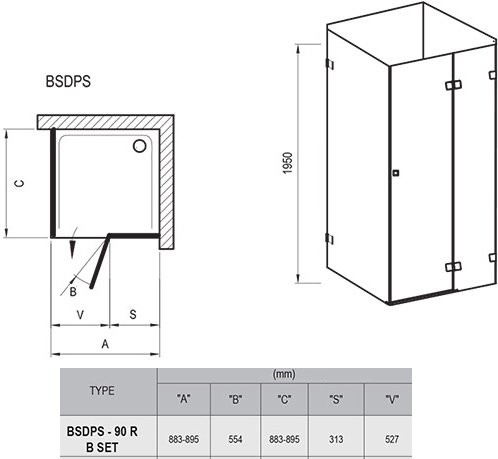 Душевой уголок Ravak Brilliant BSDSP + B SET R Transparent
