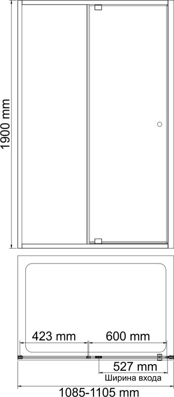 Душевая дверь в нишу Wasserkraft Aula 11P13 110 см