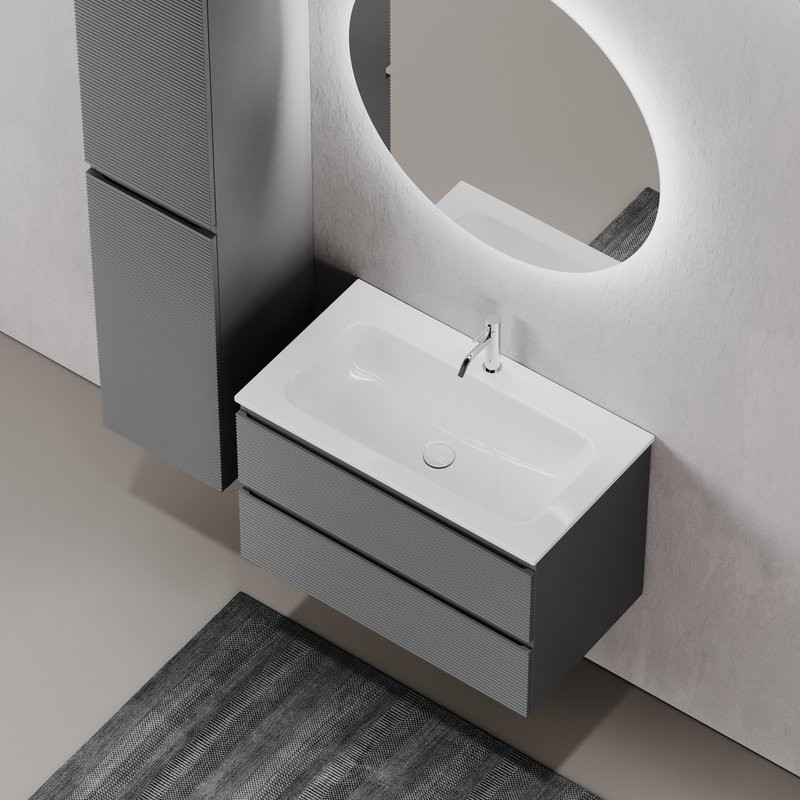 Тумба с раковиной Sancos Folk 80 grey soft