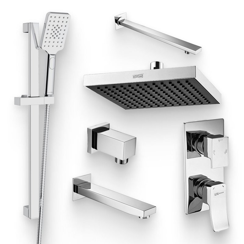 Душевой комплект Смеситель Wasserkraft Aller 10671 С ВНУТРЕННЕЙ ЧАСТЬЮ + Гарнитур A145 + Подключение A089 + Душ A028 + Кронштейн A090 + Излив A091 для ванны