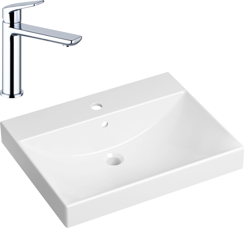 Комплект Раковина Lavinia Boho Bathroom Sink 33311012 + Смеситель Wellsee ICON! for life 182301000 хром