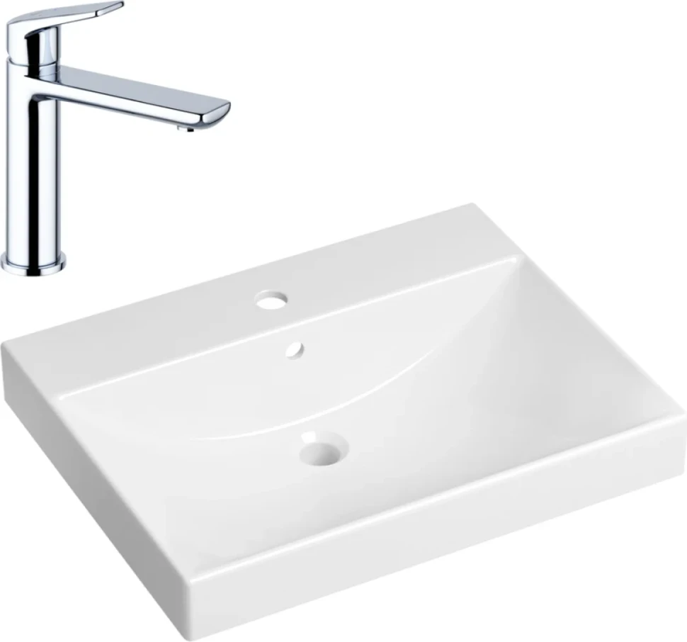 Комплект Раковина Lavinia Boho Bathroom Sink 33311012 + Смеситель Wellsee ICON! for life 182301000 хром