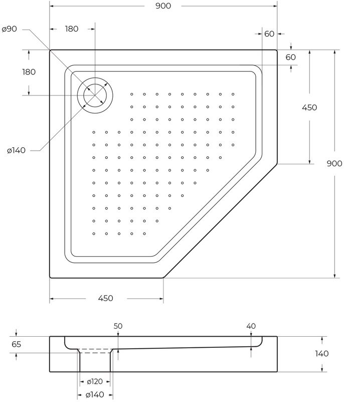 Поддон для душа BelBagno TRAY-BB-P-90-15-W