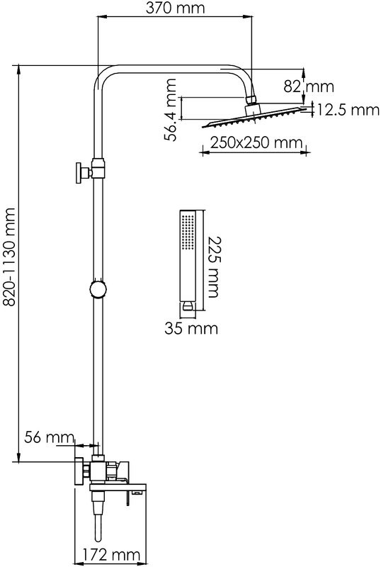 Душевая стойка Wasserkraft Abens 2000 A277.255.218.BM черная