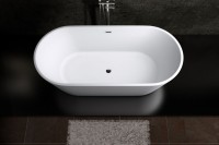 Акриловая ванна Art&Max AM-520-1695-795 170x80 см, отдельностоящая, белая, овальная, с каркасом, со сливом-переливом