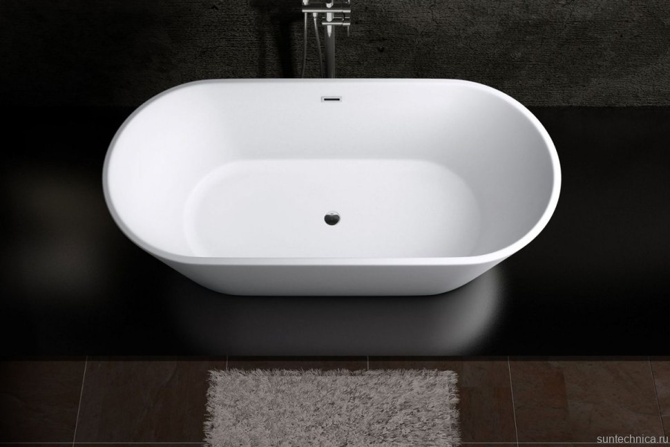 Акриловая ванна Art&Max AM-520-1695-795 170x80 см, отдельностоящая, белая, овальная, с каркасом, со сливом-переливом