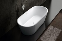 Акриловая ванна Art&Max AM-520-1695-795 170x80 см, отдельностоящая, белая, овальная, с каркасом, со сливом-переливом