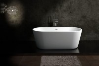 Акриловая ванна Art&Max AM-520-1695-795 170x80 см, отдельностоящая, белая, овальная, с каркасом, со сливом-переливом