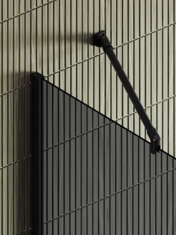 Душевая перегородка Maybahglass MGD-729-6ш 79 см, профиль черный, стекло графит