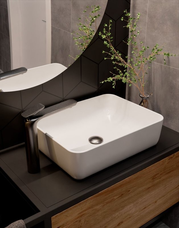 Смеситель для раковины высокий металл Gun Metal, AQUAme Como AQM6514GM