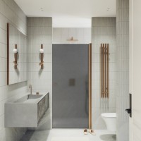 Душевая дверь в нишу Maybahglass MGD-801-2 60 см, профиль бронза, стекло графит матовое