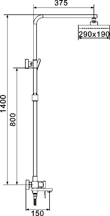 Душевая стойка Rose R2836H черная