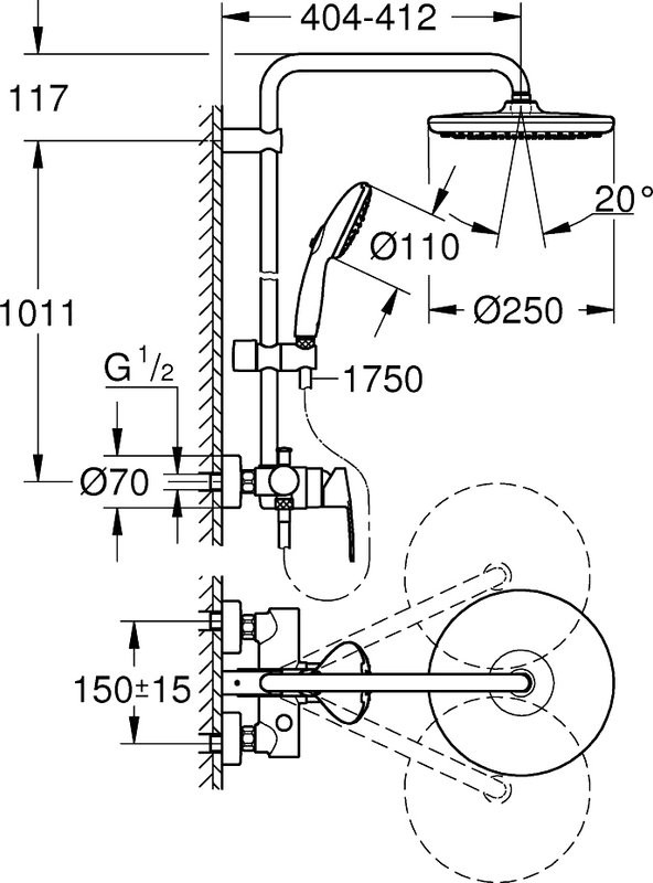 Душевая стойка Grohe Tempesta 26673001 хром