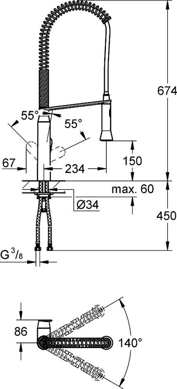 Комплект Мойка Omoikiri Amadare 55-IN + Смеситель Grohe K7 32950000 с гибким изливом