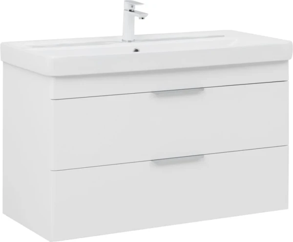 Тумба с раковиной Aquanet Ирис new 100 подвесная, 2 ящика