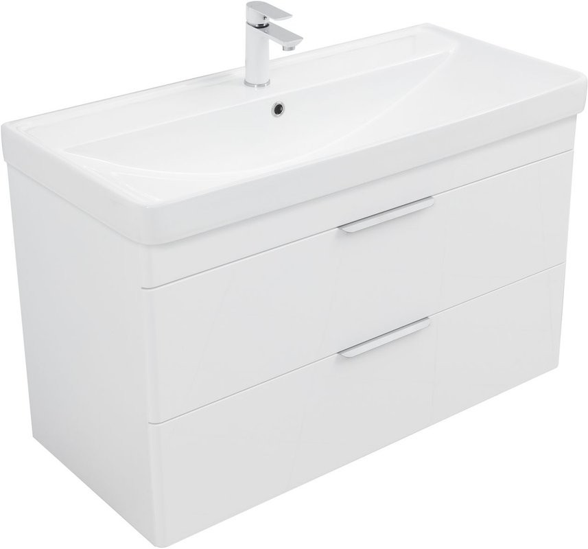 Тумба с раковиной Aquanet Ирис new 100 подвесная, 2 ящика