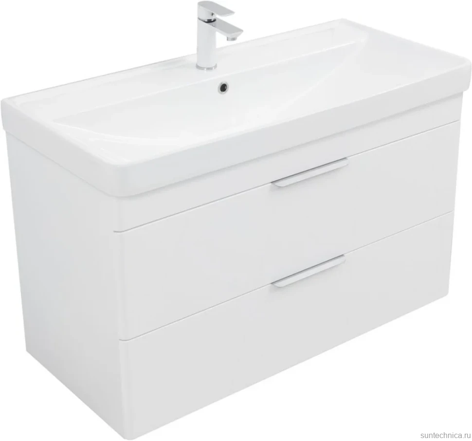 Тумба с раковиной Aquanet Ирис new 100 подвесная, 2 ящика