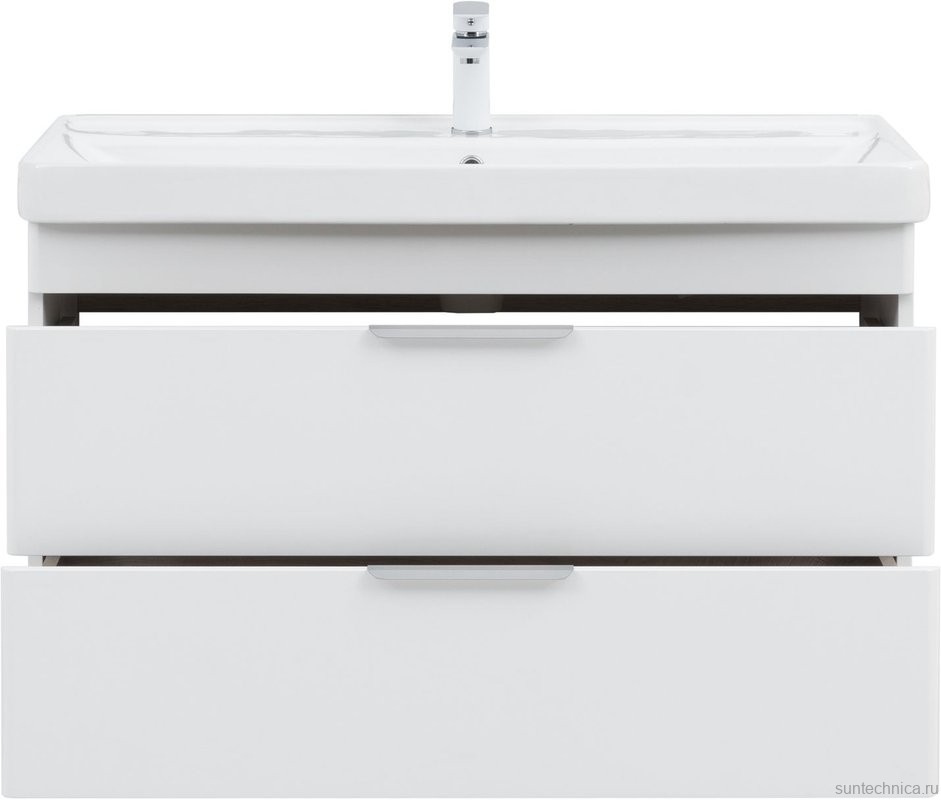 Тумба с раковиной Aquanet Ирис new 100 подвесная, 2 ящика