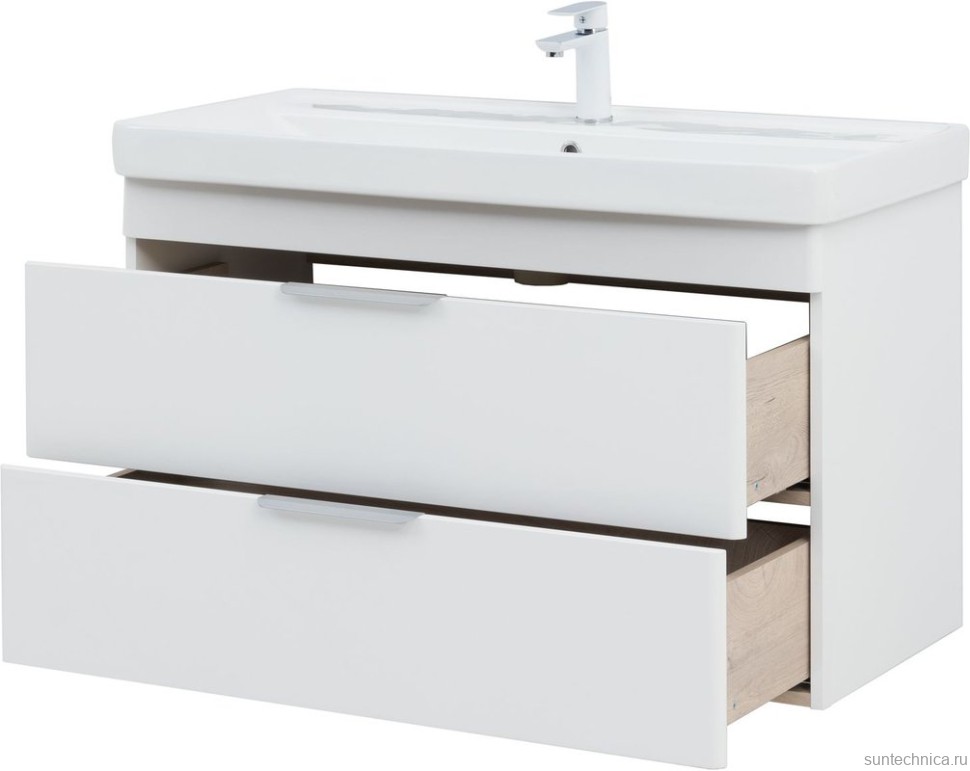 Тумба с раковиной Aquanet Ирис new 100 подвесная, 2 ящика