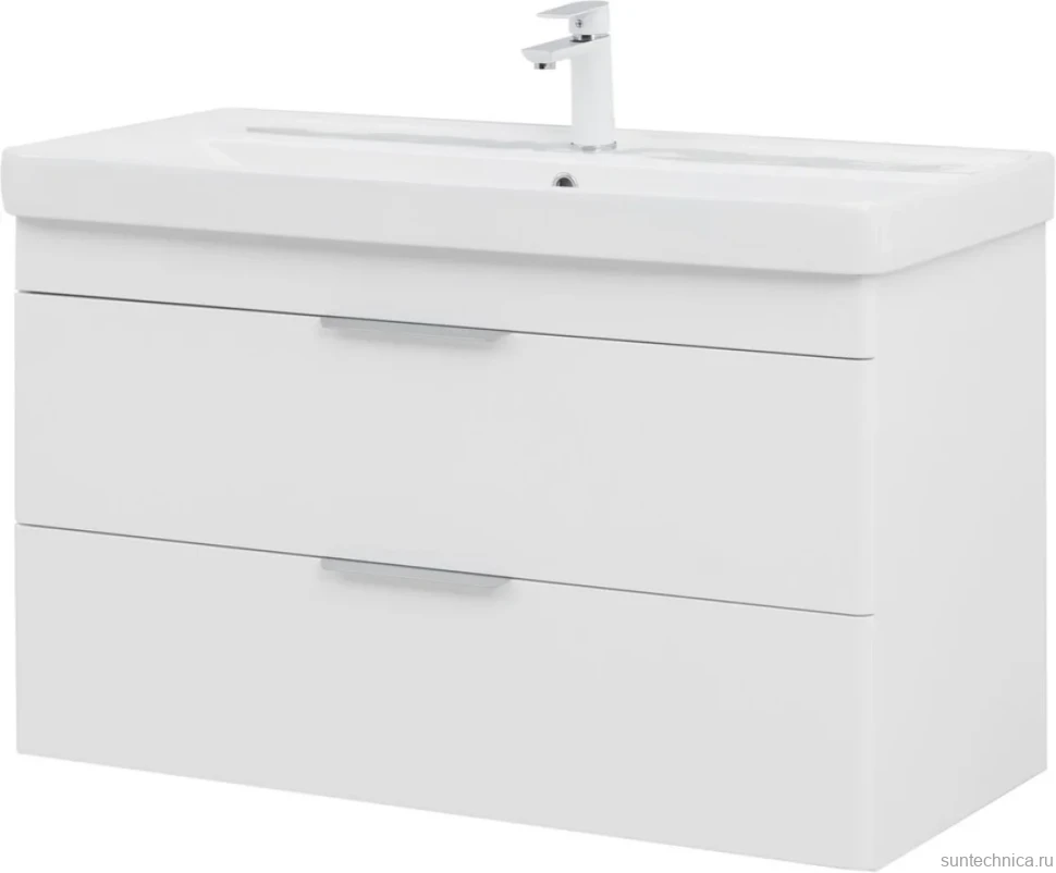 Тумба с раковиной Aquanet Ирис new 100 подвесная, 2 ящика