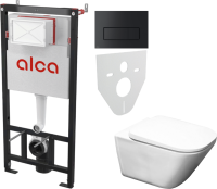 Комплект Унитаз подвесной Roca Gap + Крышка 801472001 с микролифтом + Инсталляция AlcaPlast AM101/1120-4:1 RU M578-0001 кнопка смыва черная