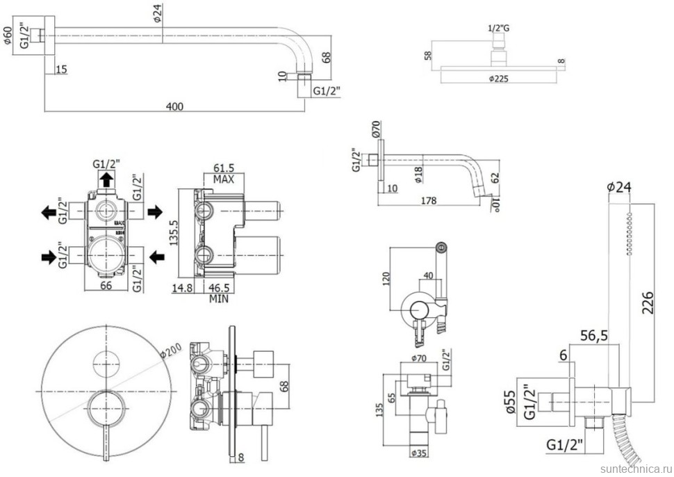Комплект для ванной Paffoni Light KITZLIG019CR045 С ВНУТРЕННЕЙ ЧАСТЬЮ, хром