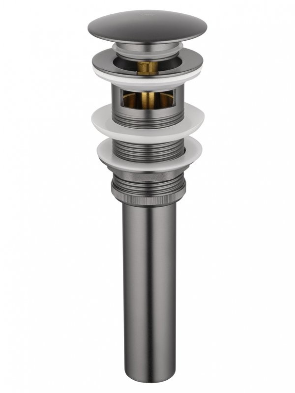 Донный клапан для раковины Wonzon & Woghand WW-88SS03-BGM с переливом, темный графит