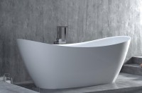 Ванна из искусственного камня Salini Noemi 170x75 см, отдельностоящая, матовая белая, овальная, со сливом-переливом, с донным клапаном