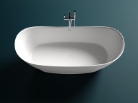 Ванна из искусственного камня Salini Noemi 170x75 см, отдельностоящая, матовая белая, овальная, со сливом-переливом, с донным клапаном
