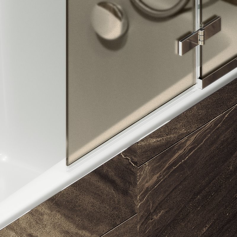 Шторка на ванну Maybahglass MGV-658-4 69 см, профиль хром, стекло бронза матовое