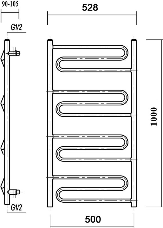 Полотенцесушитель водяной Domoterm Офелия П12 50x100, хром