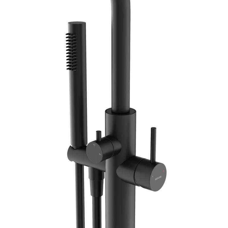 Смеситель для ванны напольный Sancos Etna, черный матовый, SC9009MB