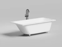 Ванна из искусственного камня Salini Orlanda Kit S-Sense 170x80 см, встраиваемая, матовая белая, на ножках, со сливом-переливом, с донным клапаном