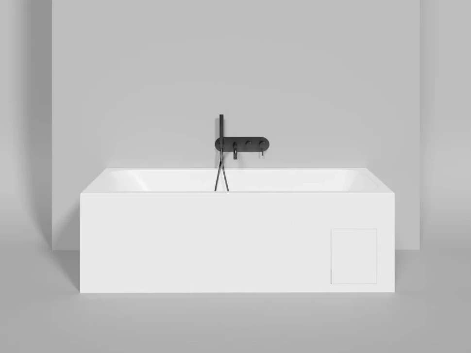 Ванна из искусственного камня Salini Orlanda Kit S-Sense 170x80 см, встраиваемая, матовая белая, на ножках, со сливом-переливом, с донным клапаном