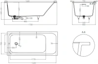 Ванна из искусственного камня Salini Orlanda Kit S-Sense 170x80 см, встраиваемая, матовая белая, на ножках, со сливом-переливом, с донным клапаном