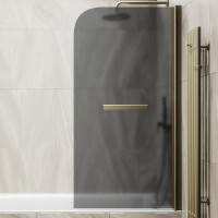 Шторка на ванну Maybahglass MGV-792-2 80x140, профиль бронза, стекло матовый графит