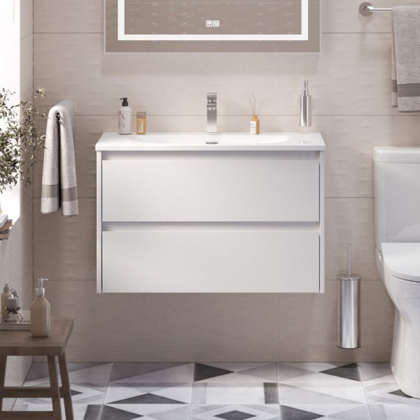 Тумба с раковиной BelBagno Kraft 39 80 bianco opaco, раковина BB-8099-3-80