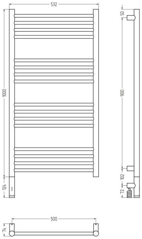 Полотенцесушитель электрический Сунержа Богема 3.1 00-6004-1050 110x55 см, подключение слева, без покрытия, лесенка