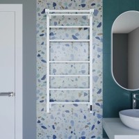 Полотенцесушитель электрический Grota Alto 530х1200 RAL9016 EL 120x55 см, подключение справа, слева, скрытое подключение справа, матовый белый, лесенка, из стали, с полкой