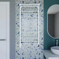 Полотенцесушитель электрический Grota Alto 530х1200 RAL9016 EL 120x55 см, подключение справа, слева, скрытое подключение справа, матовый белый, лесенка, из стали, с полкой