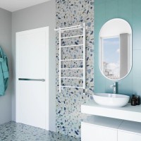 Полотенцесушитель электрический Grota Alto 530х1200 RAL9016 EL 120x55 см, подключение справа, слева, скрытое подключение справа, матовый белый, лесенка, из стали, с полкой