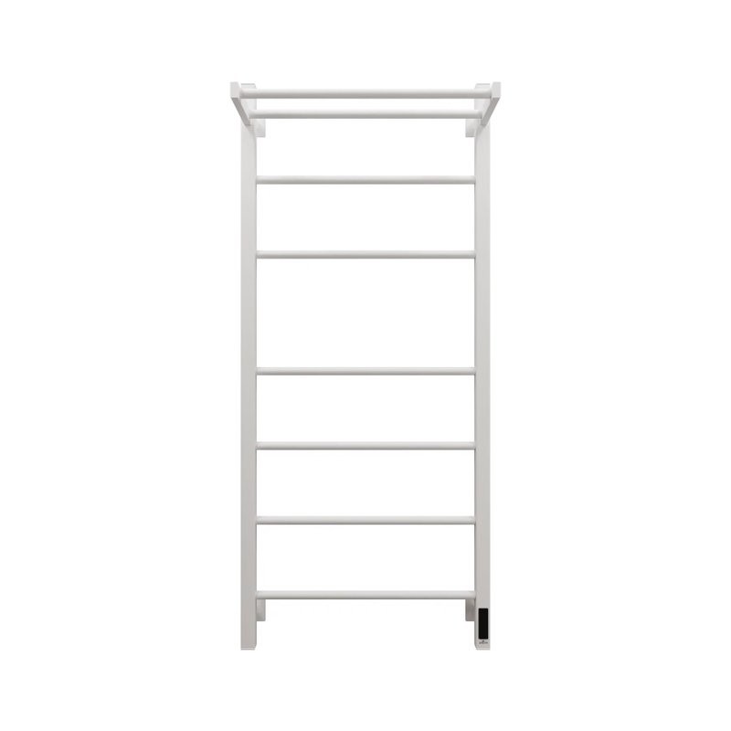 Полотенцесушитель электрический Grota Alto 530х1200 RAL9016 EL 120x55 см, подключение справа, слева, скрытое подключение справа, матовый белый, лесенка, из стали, с полкой