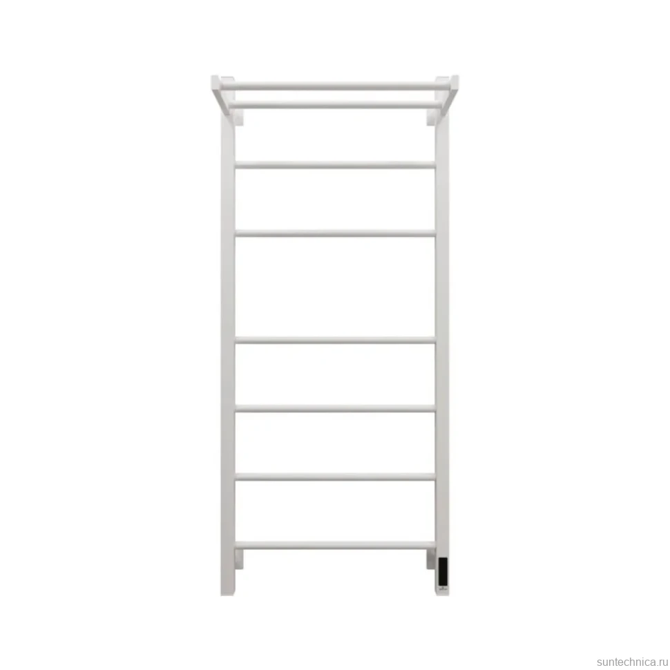 Полотенцесушитель электрический Grota Alto 530х1200 RAL9016 EL 120x55 см, подключение справа, слева, скрытое подключение справа, матовый белый, лесенка, из стали, с полкой