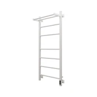 Полотенцесушитель электрический Grota Alto 530х1200 RAL9016 EL 120x55 см, подключение справа, слева, скрытое подключение справа, матовый белый, лесенка, из стали, с полкой