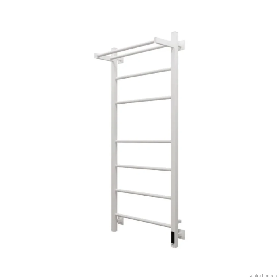 Полотенцесушитель электрический Grota Alto 530х1200 RAL9016 EL 120x55 см, подключение справа, слева, скрытое подключение справа, матовый белый, лесенка, из стали, с полкой