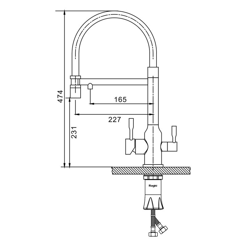 Смеситель для кухни с подключением фильтра Raglo R81.63.05, сатин