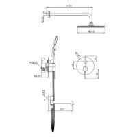 Душевая система встраиваемая Raglo R20.27.09, графит Душевая система встраиваемая Raglo R20.27.09, графит
