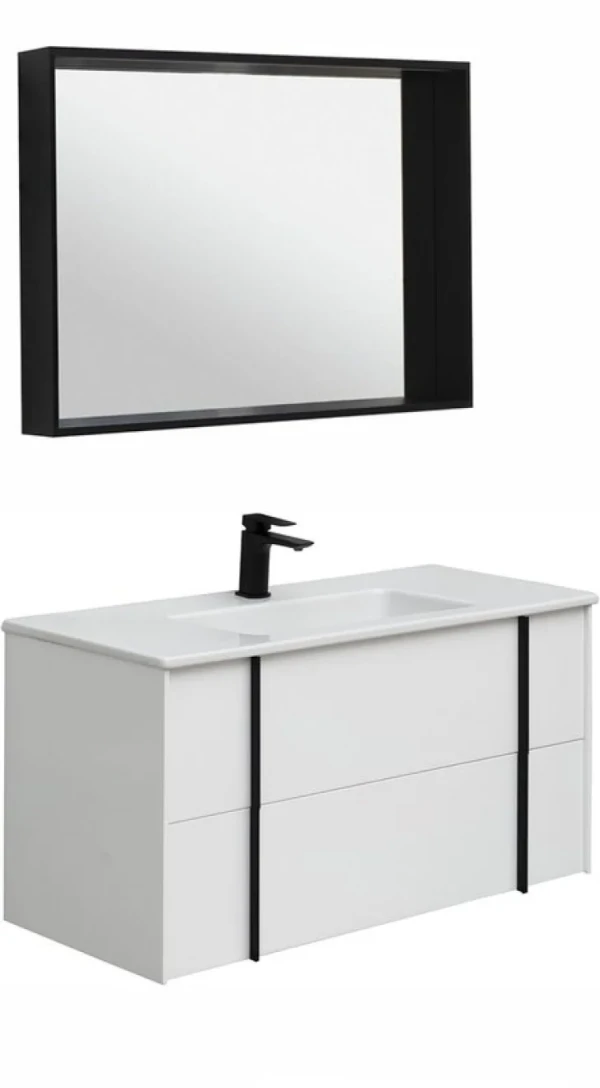 Мебель для ванной комнаты Allen Brau Reality 100 подвесная, белый матовый, раковина Fantasy Flat 102x47, без перелива, белая